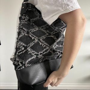 Distressed denim tote